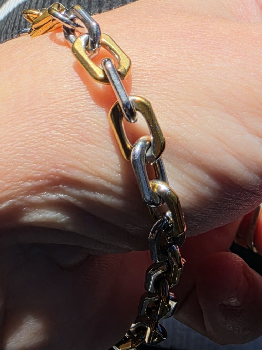 Two-Tone Gold and Silver Chain Bracelet - Picture 4 of 5